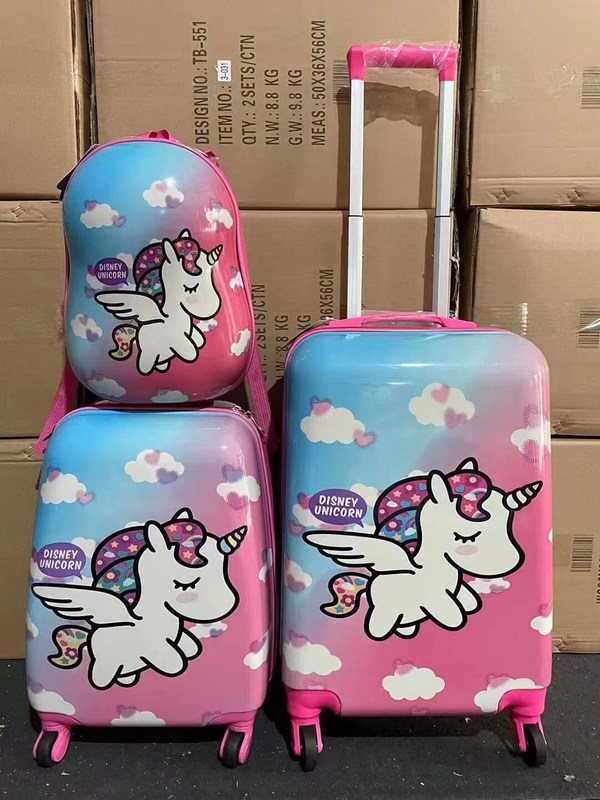 कस्टम मुद्रित कवर पीसी ट्रॉली हल्के वजन यात्रा 3pcs सेट सूटकेस यात्रा बैग सामान पर ले जाने सूटकेस