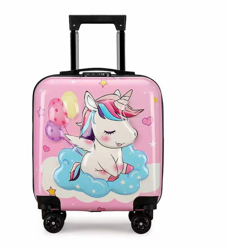 अनुकूलित कार्टून किड्स सूटकेस बॉक्स पीला ज़िपर यात्रा सूटकेस बच्चों के लिए एबीएस सामान